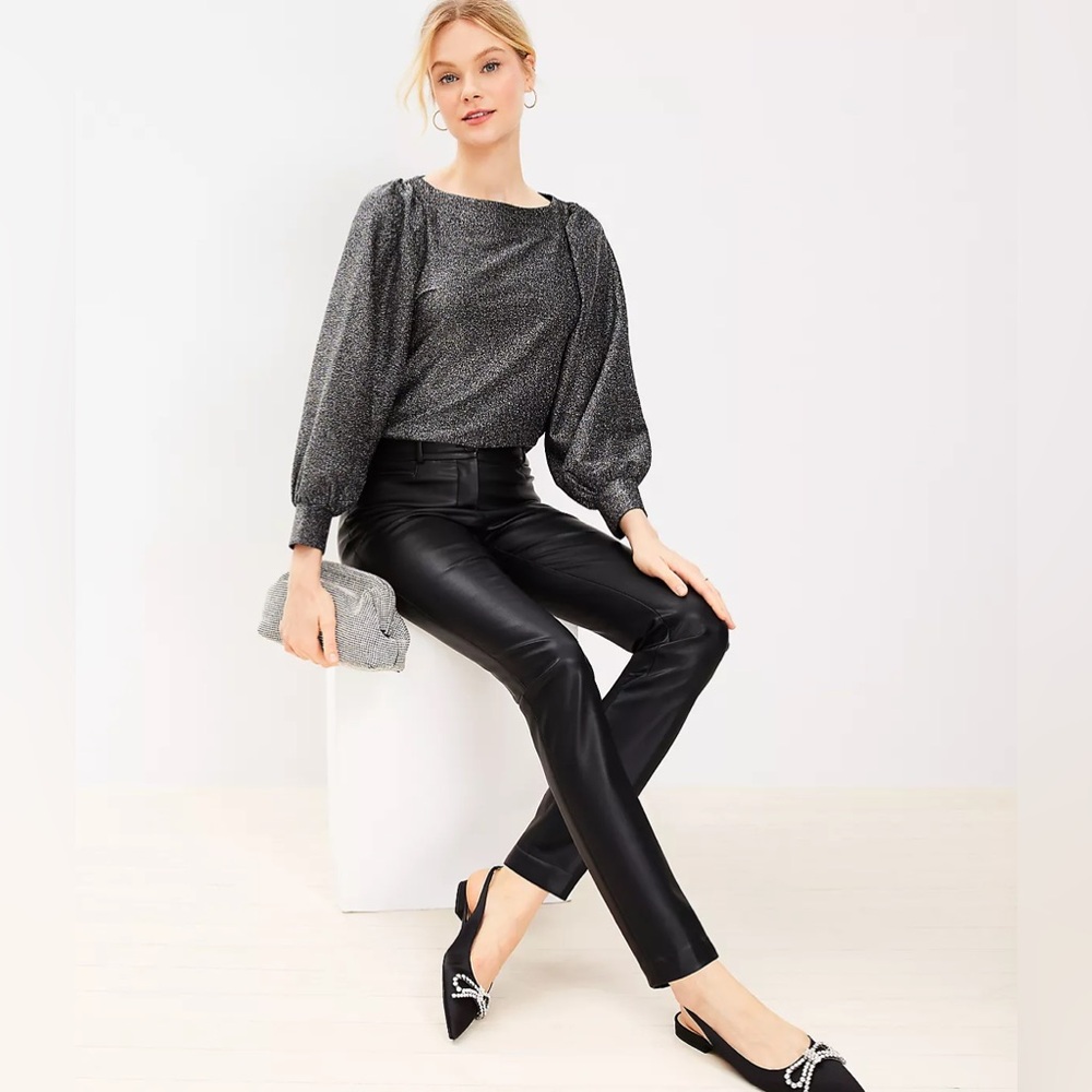 NWT Loft Sutton Skinny Faux Leather Pant / Black / SZ 6